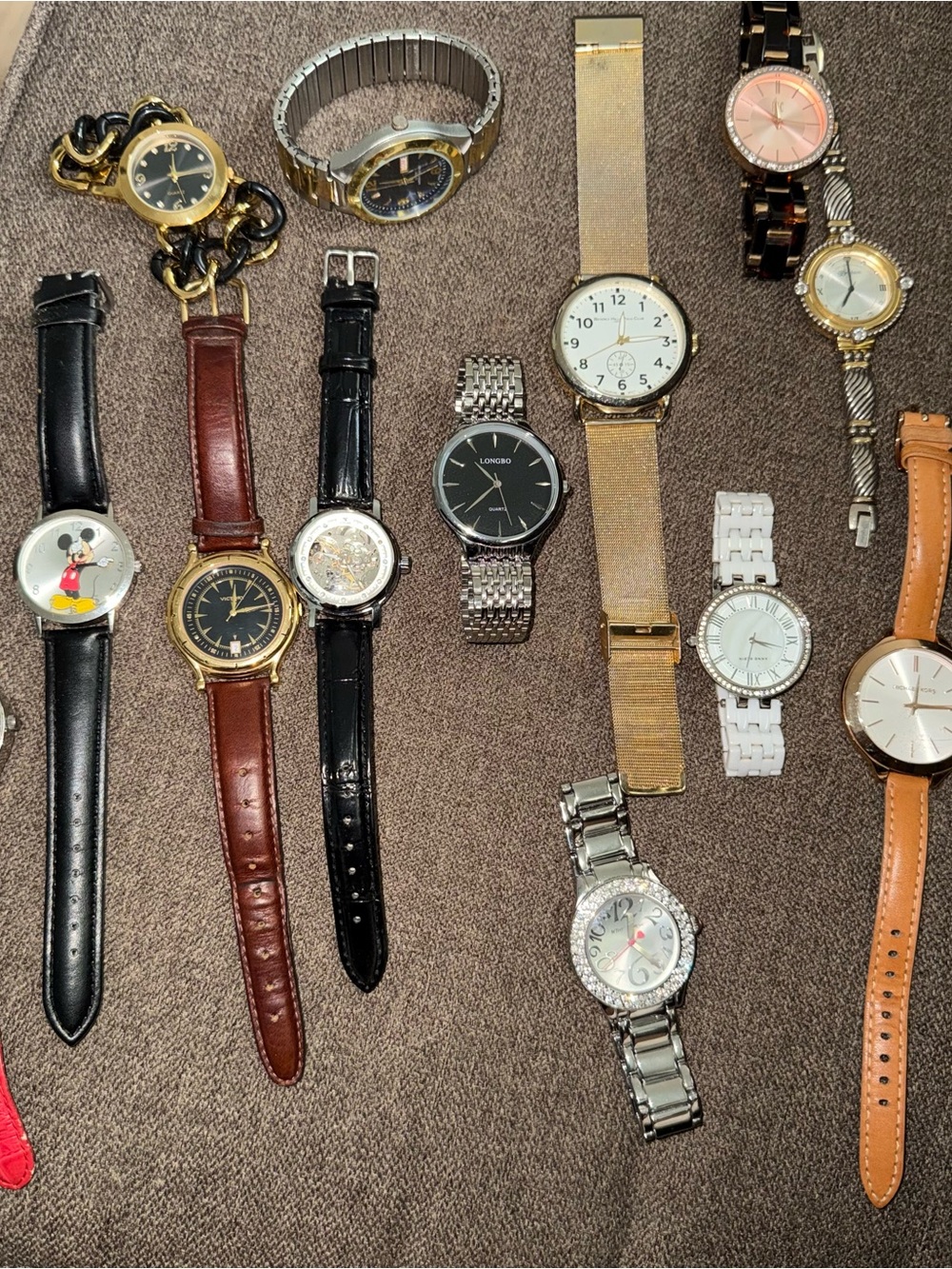 Lot of 13 Mixed Watches Reseller Estate Bundle Mickey Mouse Winner Skeleton MK